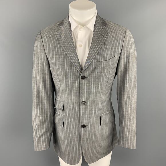 ETRO Size 38 Regular Gray Stripe Wool / Mohair Notch Lapel Suit - Picture 1 of 10